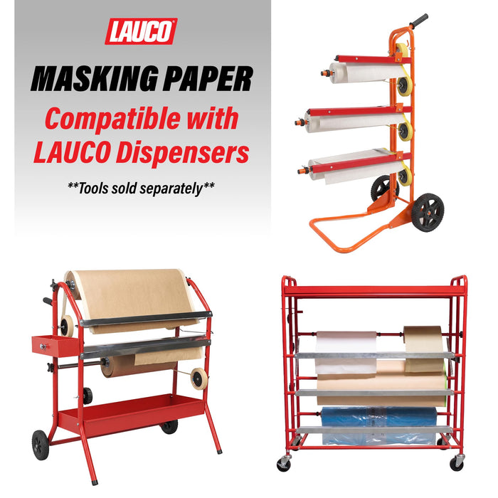 LAUCO White Masking Paper Automotive Painters Multi-Purpose 36” x 9000” (750') - Cover Automotive Surface, Packing, Moving, Gift Wrapping, Postal, Shipping, Parcel, Wall Art, Bulletin Boards