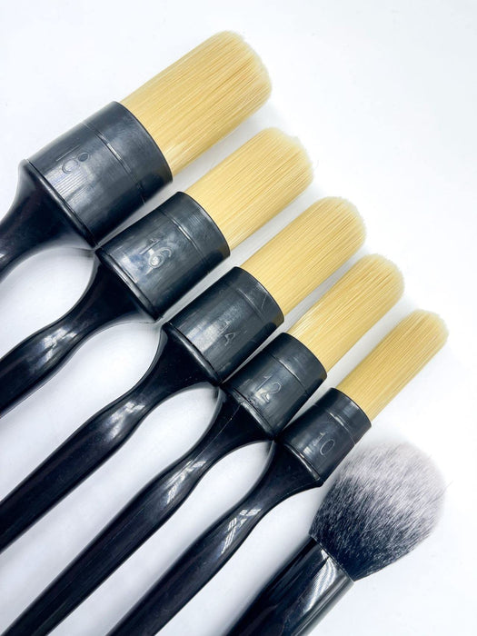 Car Detailing Brush Set, 6 Pack Natural Boars Hair Detailing Brushes, Clean Interior or Exterior, Wheels, Tires, Engine Bay, Leather Seats, Car Detailing Kit, Detailing Brush 46992