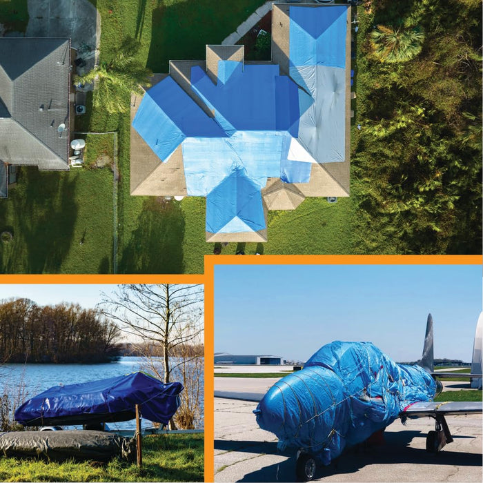 Heavy Duty Blue Tarp - 30ft x 30ft - 5 MIL Multipurpose UV Resistant, Waterproof Protective Tarp Cover with Metal Grommets and Reinforced Edges - for Roof, Camping, Patio, Boat, Car 17420