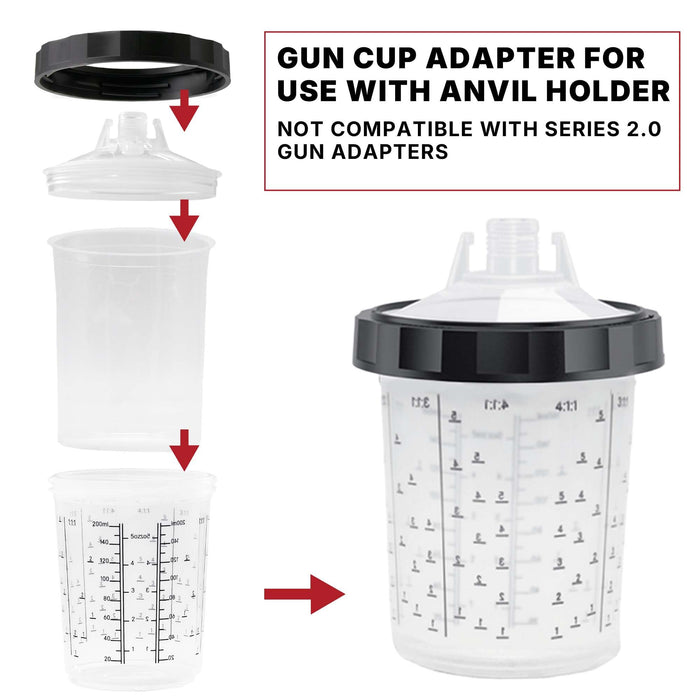 LAUCO 4 Pack Set of Medium Size 27 Ounce Hard Cups and Retainer Rings - 4 Hard Cups and 4 Rings for Use with The Disposable Paint Spray Gun Cups Liners and Lid System (200ML)