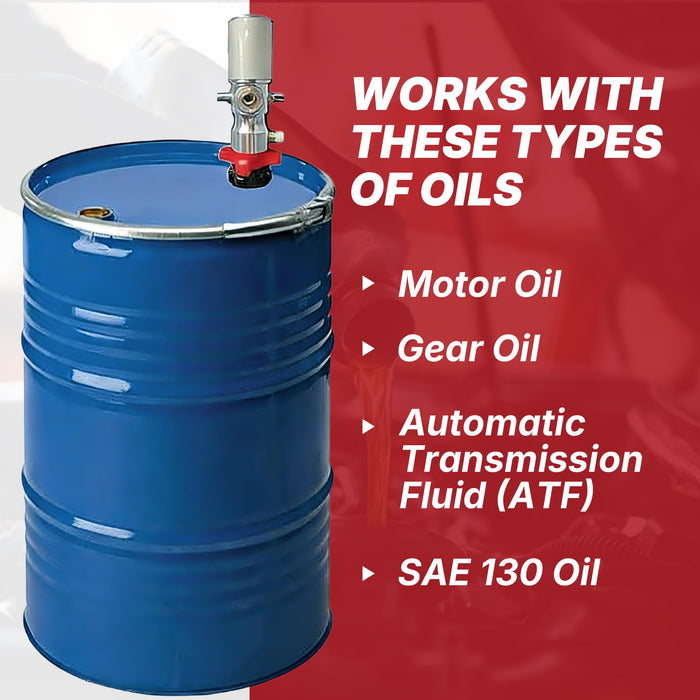 LAUCO 3:1 Air Operated Oil Pump – Pneumatic Drum Pump for 55 Gallon Barrels – 870 PSI for SAE240 Fluids and Gear Oils (Pump Only, No Hose, Gun, Cart) (Not for Gasoline or Diesel)- 47529