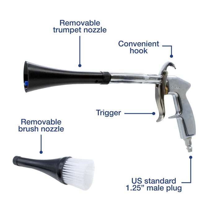 LAUCO Air Blow Gun for Car Detailing, Tornado Car Cleaning Gun, Air Compressor for Car Detailing, Air Blower for Car Detailing, Cleaning Tool with Nozzle and Auto Detailing Dusting Brush for Dirt