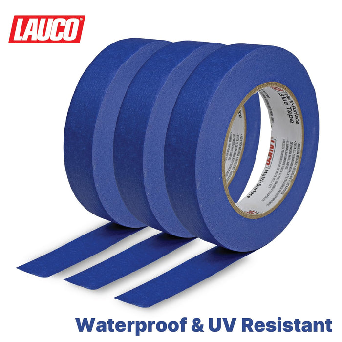 LAUCO Multi-Surface Blue Painter’s Masking Tape, Medium Adhesion, UV-Resistant, Clean Removal, 1.88 in x 60 yds (48mm x 55m) Rolls, Ideal for Indoor & Outdoor Painting, Trim, Walls (0.94 In (9 Rolls))