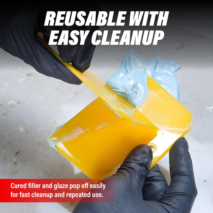 LAUCO Auto Body Filler Yellow Spreaders (Pack of 50) - Size 4" Reusable Plastic Spreader for Automotive Fillers, Putties, Glazes, Caulks and Paint - Easy Application