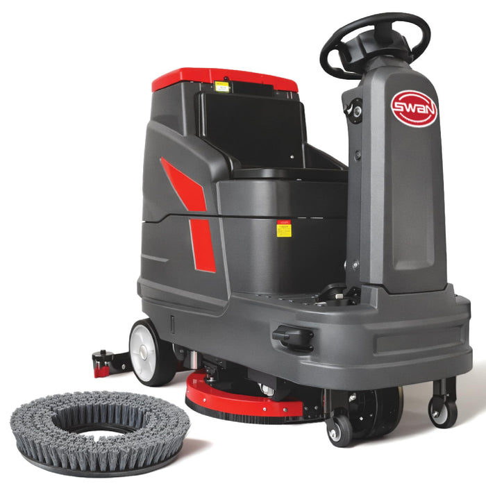Commercial Ride-On Floor Battery Powered Scrubber Machine, 22" Brush, Complete Set of Parts, , With Two 22" Brushes, 5 Hours Continuous Working Time, 17 Gal Tank, 36,166 Sqft/H Efficiency 17456