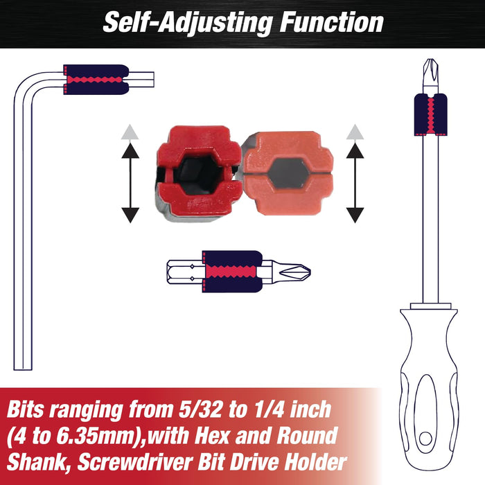 CHICK MAGNET Self-Adjusting Bit Magnetizer Ring, Screwdriver Bit Drive Holder, 5/32 to 1/4 Inch (4 to 6.35mm), Works With Allen/Hex Keys