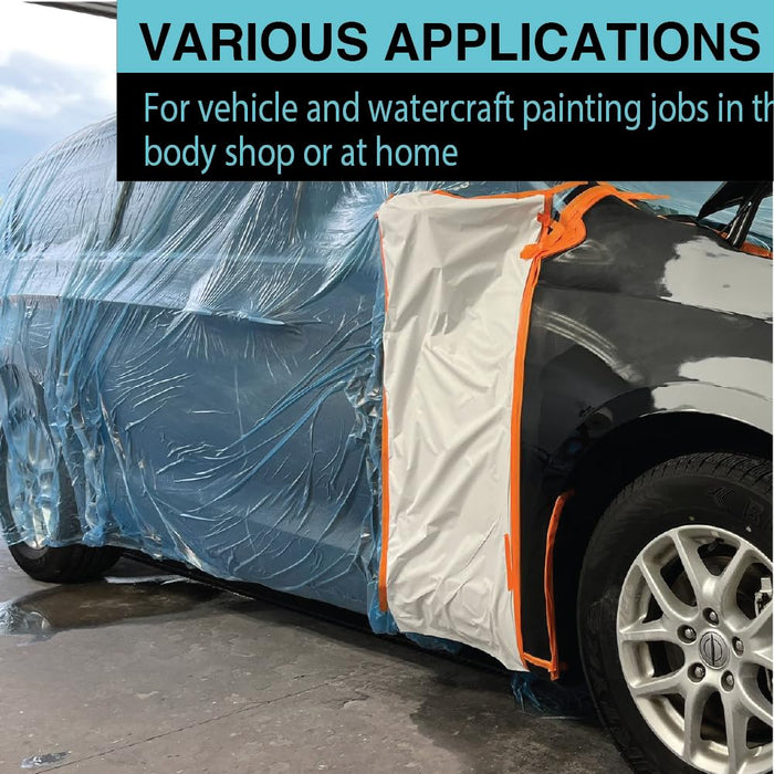 MAXIFILM 12ft x 400ft Roll of Blue Overspray Paintable Masking Plastic Sheeting -8 Micron, 0.3 Mil, Protective Masking Film Cover, Auto Painting, Cover Cloth Home Walls Furniture (1, 12ft x 400ft)