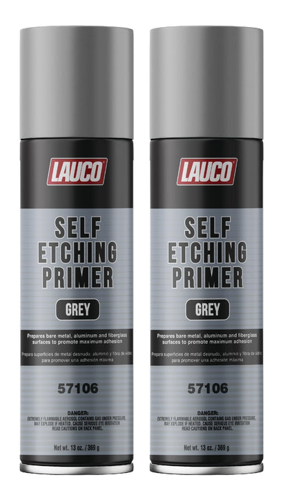 LAUCO Self Etching Primer Grey Aerosol Spray Can 13oz - Pack of 2 - Automotive and Industrial Primer - Great for use on Bare Metal Areas Before applying Truck Bed Liner (57106)