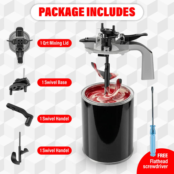 Lauco 1 Quart Paint Can Mixing Lid with Pour Spout – Universal Paint Mixer Lid with Auger Mixing Blade, Drill or Hand Stir Compatible, Leak-Proof Seal & Drip-Free Pouring Spout for Paint, Stain, Varnish 26499