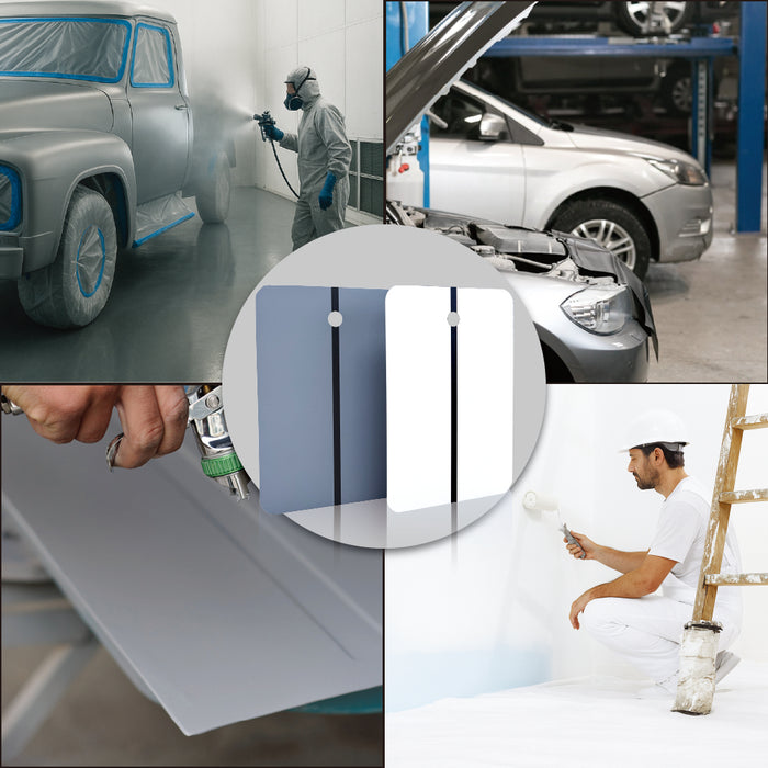 LAUCO Metal Spray Out Cards – White & Medium Grey Automotive Color Matching Test Panels – 4" x 6" Spray Out Sample Cards – Available in 50 Pack & 100 Pack (50 Pack)