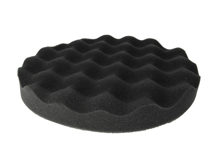 LAUCO Black Foam Waffle Buffing Pad – Single Sided - Final Buff Polish Wax - Hook & Loop – 8” inch (203.2 mm) 8998