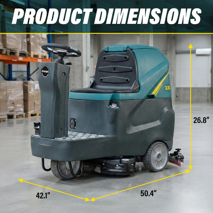 Commercial Ride-On Floor Scrubber Machine, 760mm Cleaning Width, 5000㎡/h Cleaning Efficiency, 100L Sewage Tank, 24V Battery Powered Floor Cleaning Scrubber for Warehouses, Malls, Factories & Parking