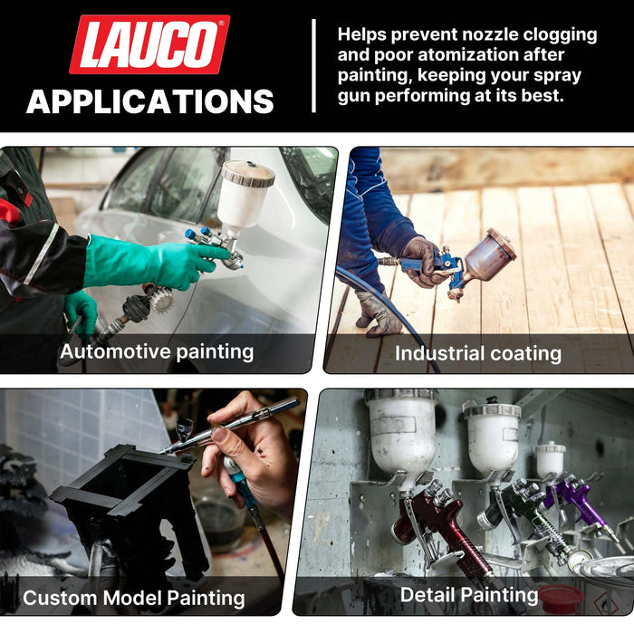 LAUCO Spray Gun Cleaner 14 oz, Pack of 6, High-Performance Paint Gun Cleaner Solvent, Fast Dissolving Aerosol for Waterborne & Solvent Paint, Dual Spray Precision Cleaner for Nozzles, Air Caps & Metal