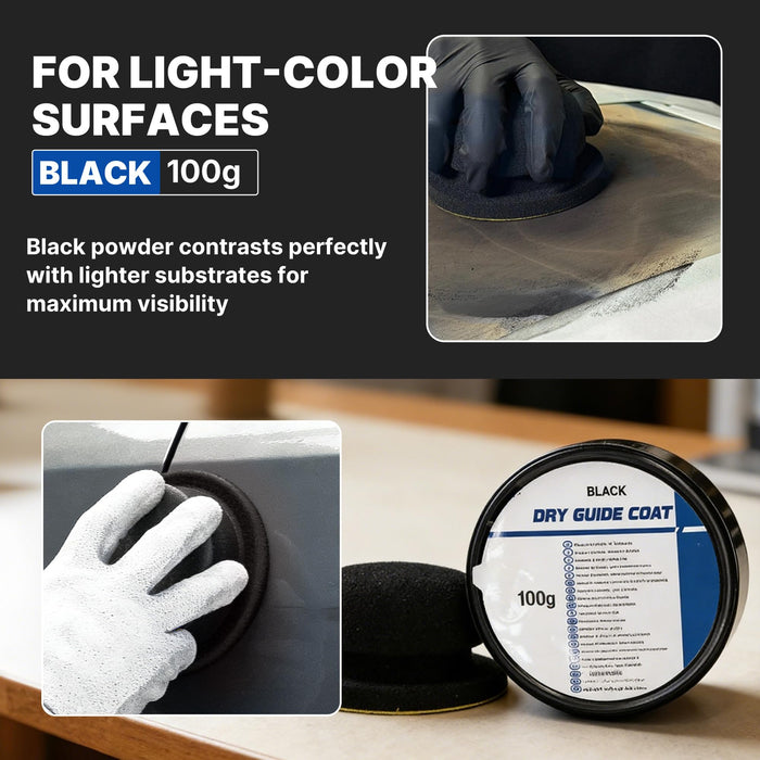 LAUCO Black Dry Powder Guide Coat 100g with Applicator Pad for Auto Body Filler and Primer – Instant Sanding Aid for Defect and Scratch Detection 9062