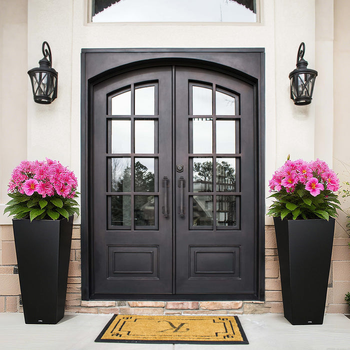 Tall Black Planter 30 Inch Modern Tapered Square Flower Pot for Indoor & Outdoor Use, Durable Plastic, Weatherproof & UV Resistant with Drainage Hole, Large Decorative Plant Container 87295