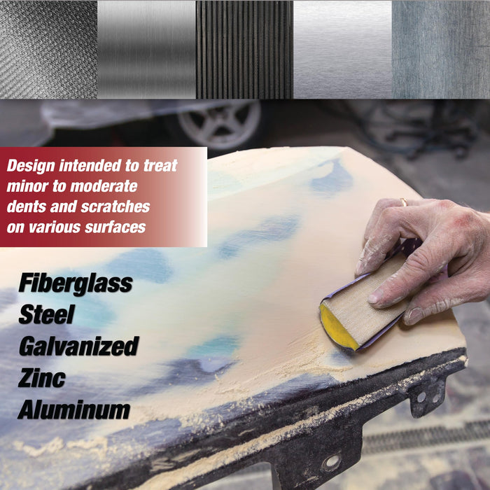 LAUCO Super Fill Premium Lightweight Body Filler - Pack of 4 - Ideal for Small-Medium Dents & Scratches, Adheres to Fiberglass, Steel, Galvanized, Zinc & Aluminum, 4 Quart + 4 Hardener