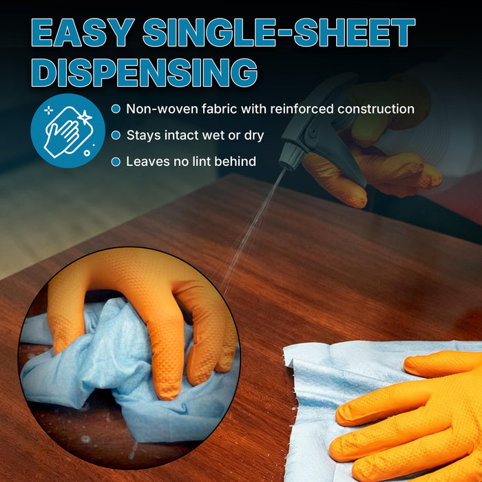 PrepWipe Heavy Duty Cleaning Towels, Lint Free Industrial Paper Towels, Disposable Pack of 300 Sheets 10"x14" (8 Boxes) 26028