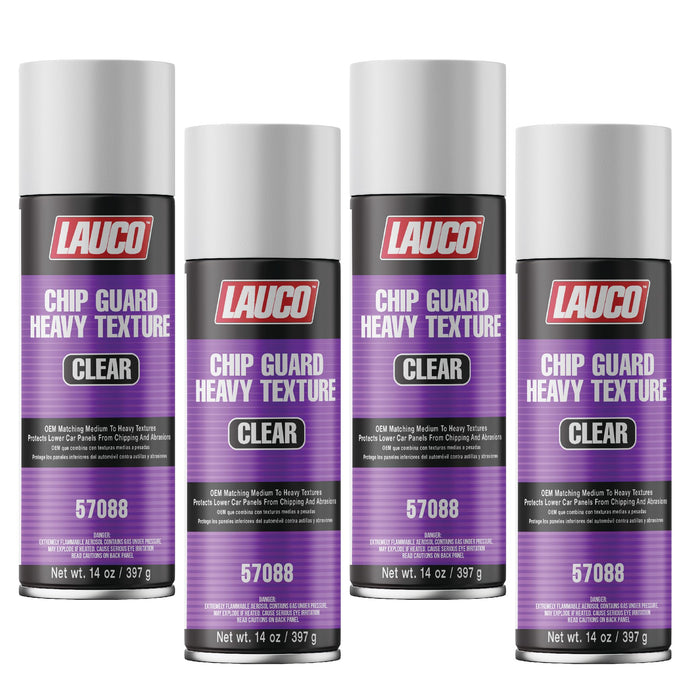 LAUCO Heavy Texture Chip Guard 13 oz Clear Aerosol Spray Can - Durable, Acrylic Coating Protects Lower Panels From Impact, Chipping & Abrasion, Matches Medium to Coarse OEM Textures - Clear (4 Pack) 57088