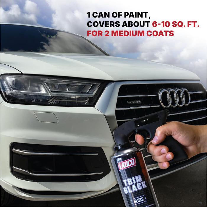 LAUCO Trim Black Gloss 13 oz. Automotive Spray Paint Can with Gun - Pack of 3 - Black Car Spray Paint with Gloss Finish - Designed for Plastic, Aluminum, Steel and Stainless Steel 57073