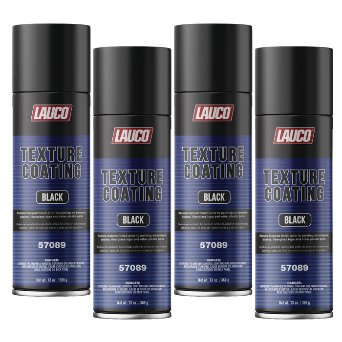 LAUCO Texture Coating Black 13oz Aerosol Spray Can - Pack of 4 - For Automotive and Industrial Use 57089