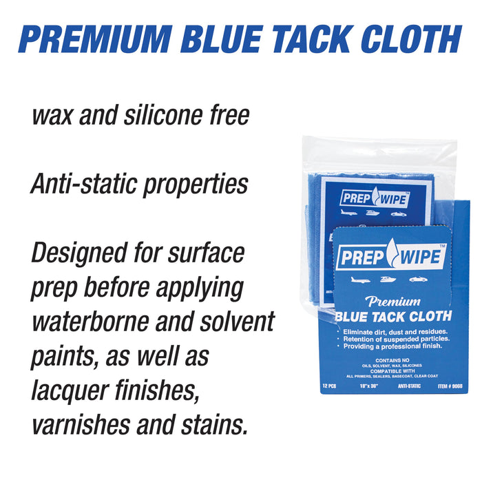 LAUCO 24 Prep-Wipes Tack Rags - Tack Cloths – Professional Woodworking and Painting - Lint Free, Removes Dust, Sanding Particles, Clean Surfaces – Wax Free Silicone Free, Anti-Static (2 Box of 12)