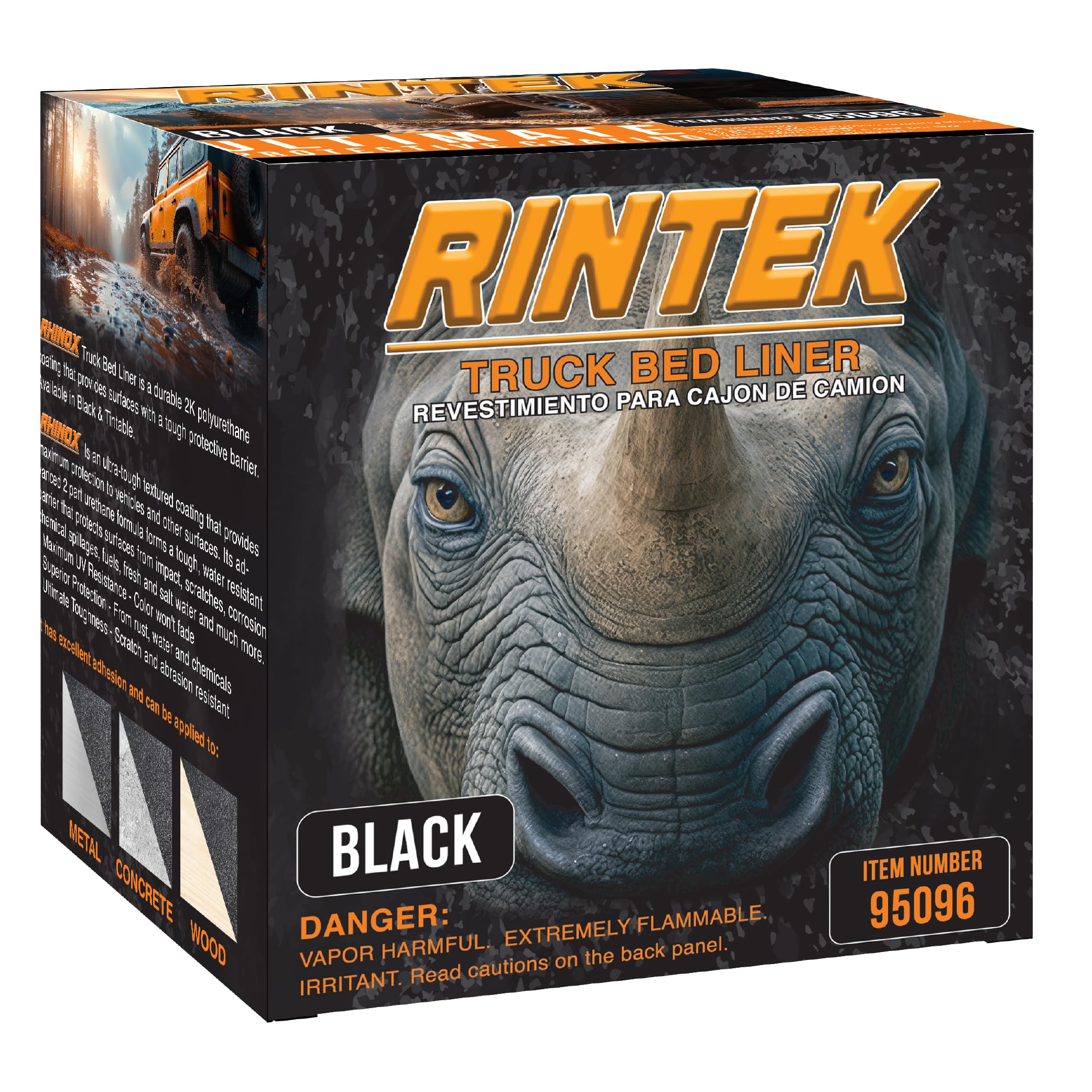 LAUCO Rintek Urethane Spray 1 Gallon Black Bedliner Coating, Heavy-Duty Polyurethane Protective Truck Bed Liner Paint, Waterproof Anti-Slip Impact-Resistant Automotive Coating 95096