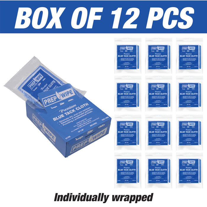 LAUCO 12 Prep-Wipes Tack Rags - Tack Cloths – Professional Woodworking and Painting - Lint Free, Removes Dust, Sanding Particles, Clean Surfaces – Wax Free Silicone Free, Anti-Static (Pack of 1) 0906