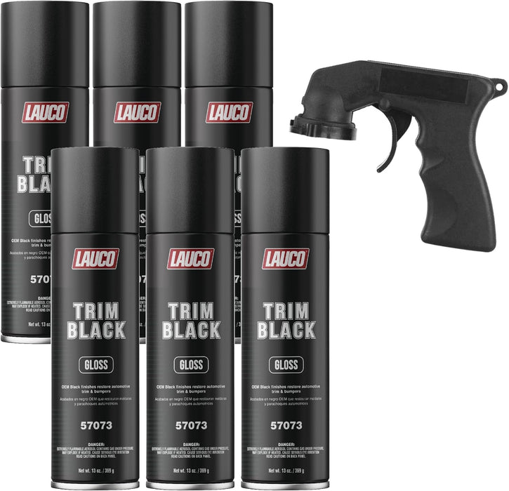 LAUCO Trim Black Matte 13 oz. Automotive Spray Paint Can with Gun - Black Car Spray Paint with Matte Finish - Designed for Plastic, Aluminum, Steel and Stainless Steel- 57071