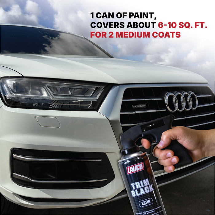 LAUCO Trim Black Automotive Spray Paint – 13 oz Aerosol Can – Gloss, Satin & Matte Finishes – High Adhesion, OEM Factory Look, Durable for Plastic, Metal & Trim 57072