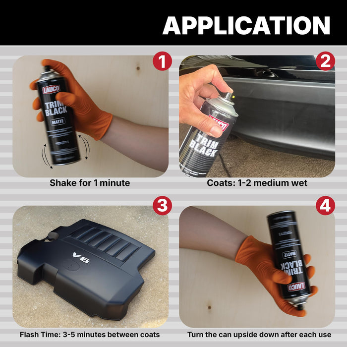 LAUCO Trim Black Matte Automotive Spray Paint – 13 oz Aerosol Can for Plastic, Aluminum, Steel & Stainless Steel Trim – Durable OEM-Style Finish- 57071