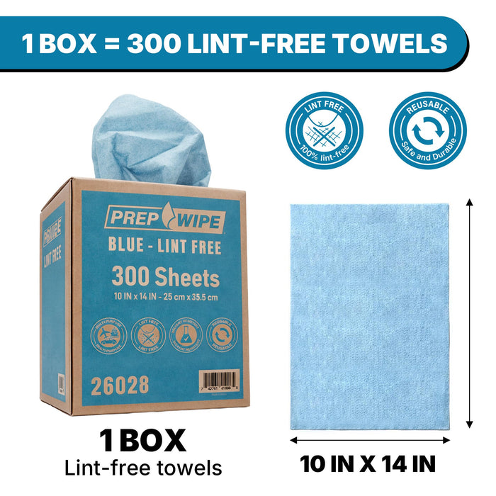 PrepWipe Heavy Duty Cleaning Towels, Lint Free Industrial Paper Towels, Disposable Pack of 300 Sheets 10"x14" (8 Boxes) 26028