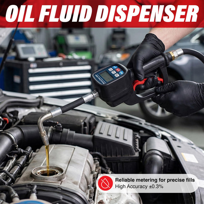 Digital Oil Meter Gun with LCD Display for Lubricants and Diesel, Preset Dispensing Gun with Automatic Shutoff, High Accuracy ±0.5%, Heavy Duty Oil Transfer Meter for Workshop, Garage