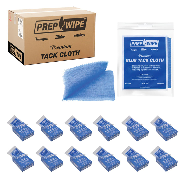144 Prep-Wipes Tack Rag - Tack Cloths – Professional Woodworking and Painting - Lint Free, Removes Dust, Sanding Particles, Clean Surfaces – Wax Free Silicone Free, Anti-Static (Case of 12) 0906