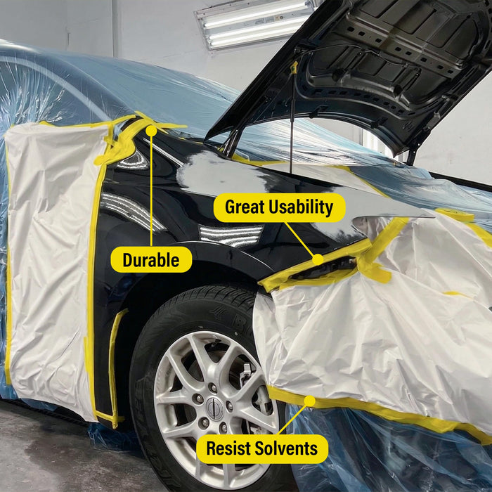 LAUCO Automotive Masking Tape Yellow Painters Tape for Car Painting, High Temperature Resistant Refinishing Tape, Clean Removal No Residue, Professional Auto Body Shop Masking Tape Bulk (2in-5rolls)