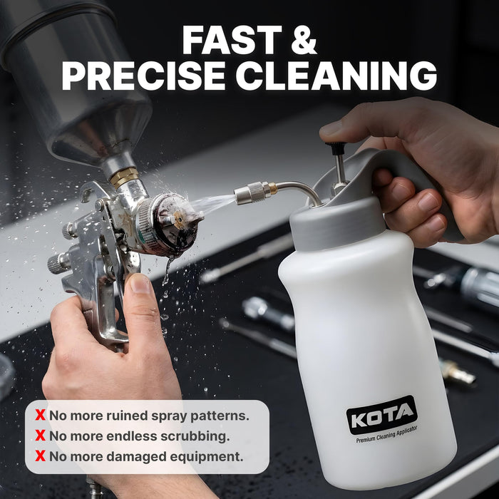 KOTA 1 L Adjustable Hand Pump Pressure Sprayer, Heavy-Duty Multipurpose Bottle for Automotive Solvents, Surface Prep & Car Detailing, Chemical-Resistant PE Construction (Cleaning Applicator) 75880