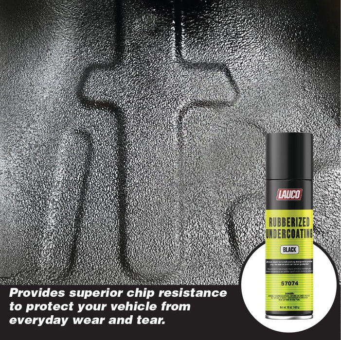 LAUCO Rubberized Undercoating Black (4-Pack) - 15oz Aerosol Spray Paint Can - Automotive & Truck Undercoat, Rust, Corrosion, Sound Deadener Coating for Metal & Plastic (57074)