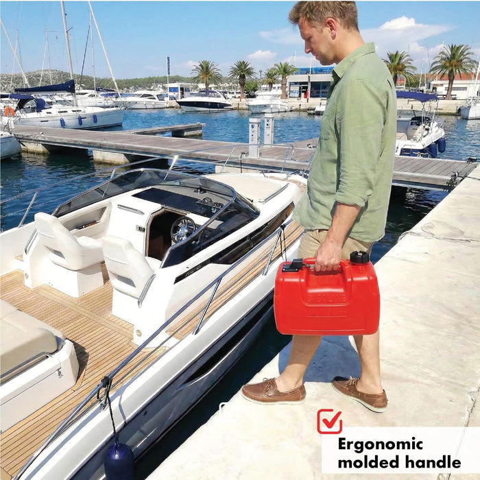 LAUCO Portable Marine Fuel Tank Caddy – 12 Liter Gas & Diesel Container with Transfer Hose and Nozzle, Mobile Fuel Storage for Boats, Docks, Farm, Shop & Garage 87238