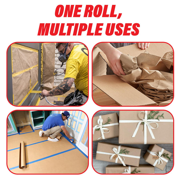 LAUCO Masking Paper Automotive Painters Multi-Purpose 18” x 9000” (750') - Cover Automotive Surface, Packing, Moving, Gift Wrapping, Postal, Shipping, Parcel, Wall Art, Bulletin Boards (2 Rolls)