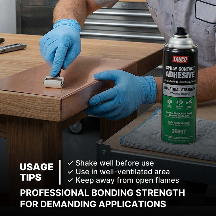 LAUCO Spray Contact Adhesive 13oz, Pack of 2, Industrial Strength Heavy Duty Glue for Wood, Metal, Plastic & Rubber, Heat & Moisture Resistant Fast Bond Multi-Surface Spray Adhesive