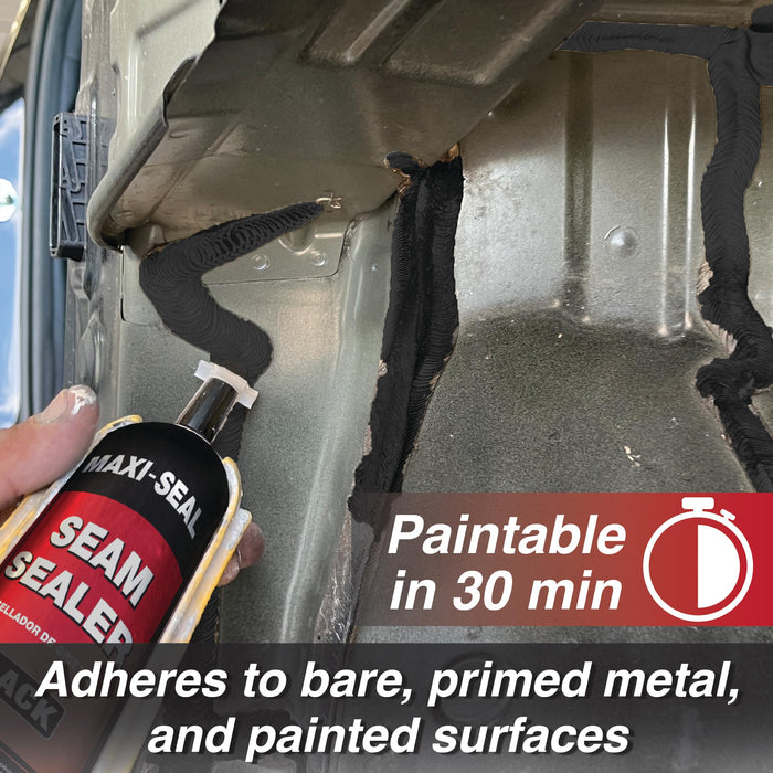 LAUCO Maxi -Seal Polyurethane Seam Sealer Automotive - Black, 10.5oz Tube Durable & Flexible Body Filler - Seam & Joint Compound for Bare/Painted Surfaces - Brushable to Duplicate O.E.M (1 Pack)
