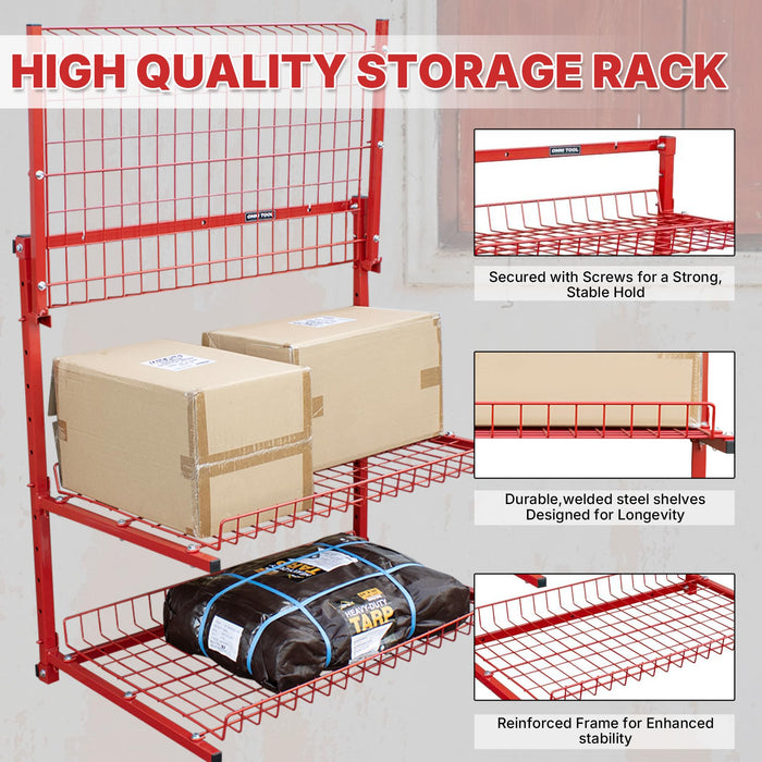 LAUCO Wall Mounted Storage Rack, 3-Level Metal Wall Shelving with Shelf Organizer/Garage Shelving Wall Mounted Heavy Duty [39116]