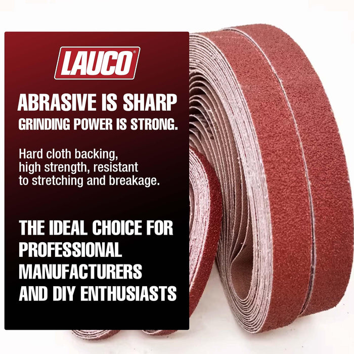 LAUCO MAXIBAND 1/2 in x 18 INCH File Belt Bands Abrasives - 40 GRIT - Aluminum Oxide Sanding Belt, Sander Belts for Air File Belt Sander, Woodworking, Metal Polishing - Pack of 20 31733