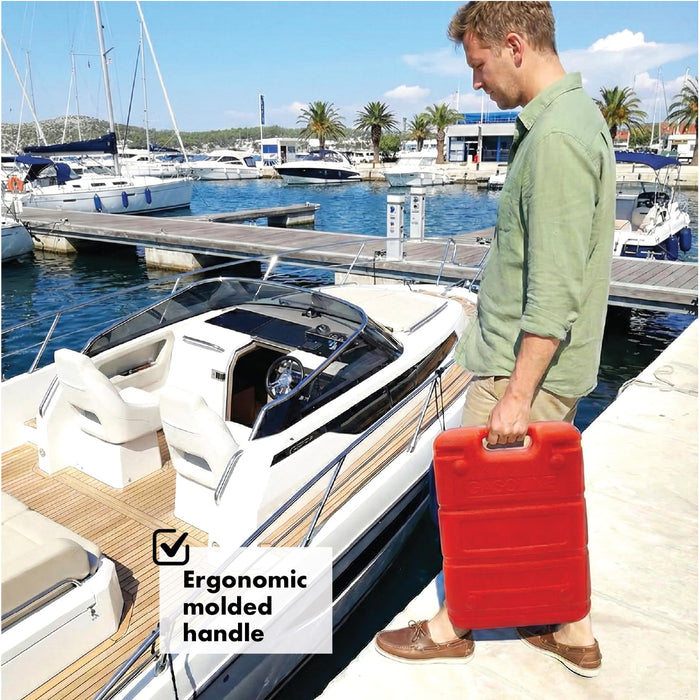 LAUCO Portable Marine Fuel Tank– 6.34 Gallons Gas & Diesel Container with Transfer Hose and Nozzle, Mobile Fuel Storage for Boats, Docks, Farm, Shop & Garage 87239