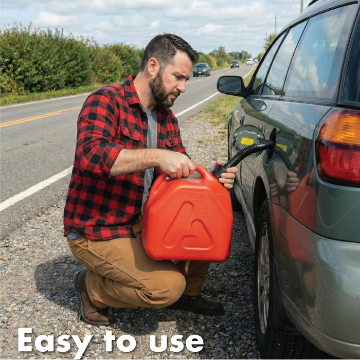 LAUCO Portable Fuel Tank, Gas Container, 3 Gallon Gas & Diesel Container with Transfer Hose and Nozzle, Mobile Fuel Storage for Boats, Docks, Farm, Shop & Garage 87256