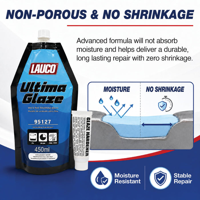 LAUCO Ultima Glaze, Ultra Fine, Self-Leveling Polyester Finishing Glaze with Hardener for Auto Body Repair 95127