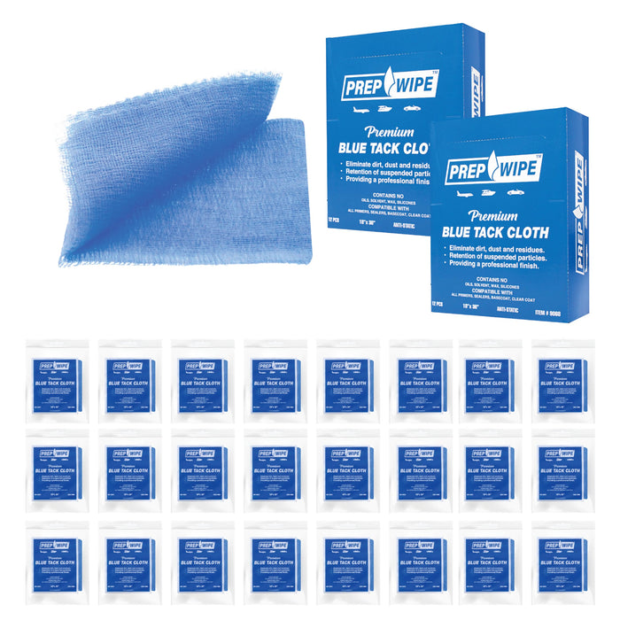 LAUCO 24 Prep-Wipes Tack Rags - Tack Cloths – Professional Woodworking and Painting - Lint Free, Removes Dust, Sanding Particles, Clean Surfaces – Wax Free Silicone Free, Anti-Static (2 Box of 12)
