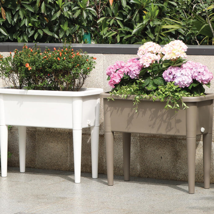 13.2 Gallon Self Watering Raised Garden Bed with or Without Transparent Ventilation Lid Greenhouse, Planter Box with Legs for Indoor/Outdoor Use, Ideal for Herbs & Vegetables (Coffee, Without Lid)