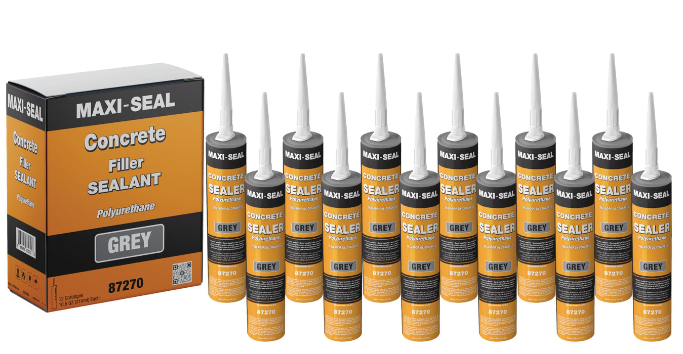 Maxi-Seal Concrete Filler Sealant, Concrete Crack Repair, Polyurethane Concrete and Masonry Sealant for Vertical and Horizontal Surface, Non-Sag,Gray,10.5 oz (12) 87270