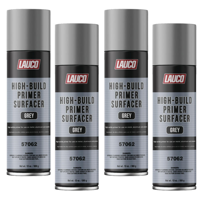 LAUCO High-Building Primer Surfacer Grey 13oz Aerosol Spray Can - Pack of 4 - For Automotive and Industrial Use (4) 57062