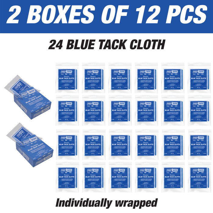 LAUCO 24 Prep-Wipes Tack Rags - Tack Cloths – Professional Woodworking and Painting - Lint Free, Removes Dust, Sanding Particles, Clean Surfaces – Wax Free Silicone Free, Anti-Static (2 Box of 12)